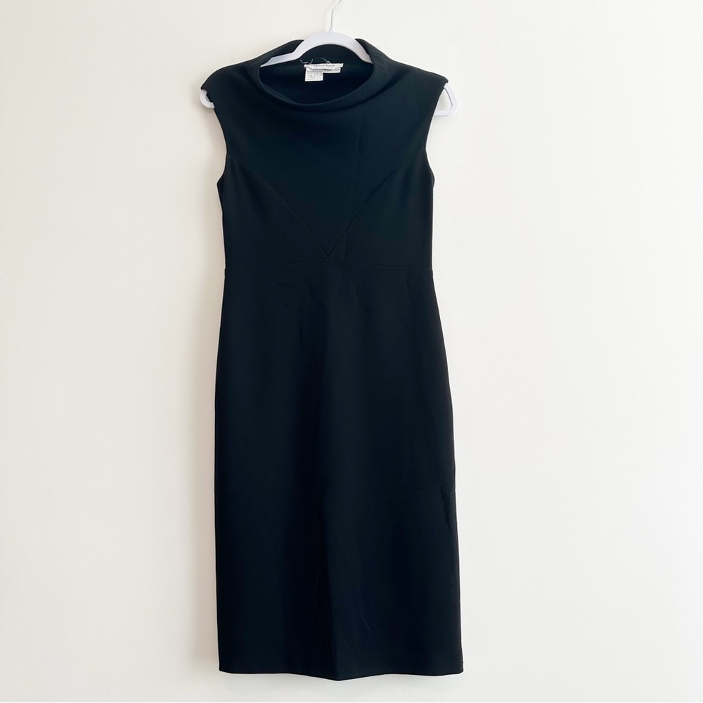 MaxMara Black Sleeveless Cowl Neck Midi Sheath Dress - Picture 2 of 14